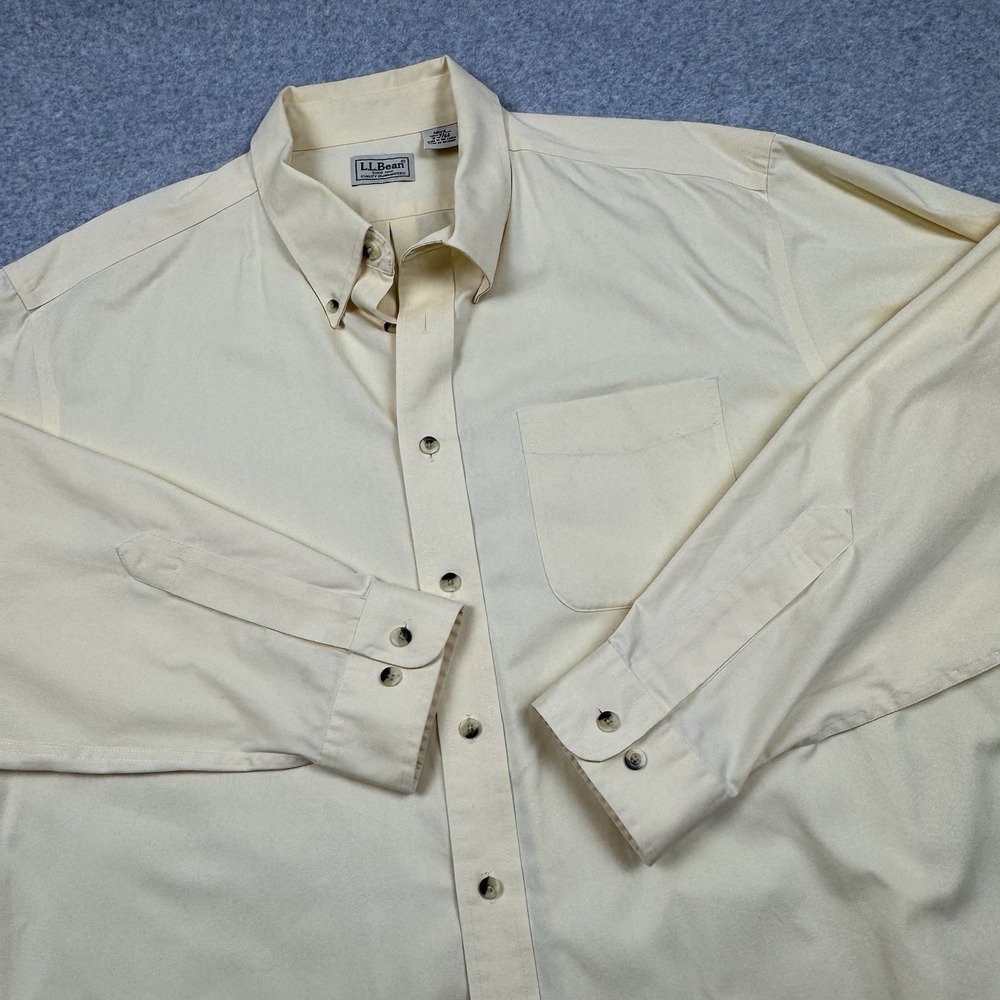 LL Bean Shirt Mens XLT‎ Tall 100% Cotton Yellow Button Down 0 WT60 EUC Corp Work